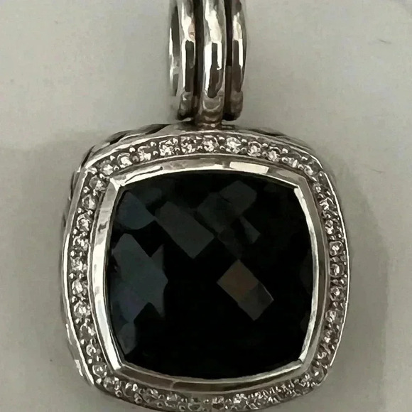 David Yurman Albion Black Onyx Pendant with Diamonds 14mm - Picture 3 of 12